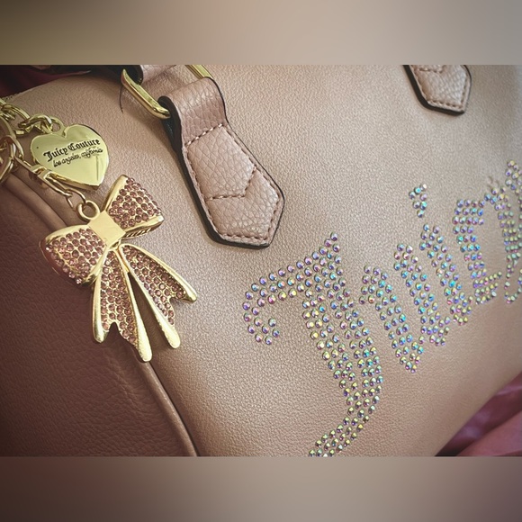 Juicy Couture ‘Be Classic’ Dusty Blush Rhinestone Satchel Crossbody Bag & Charm - Picture 12 of 14